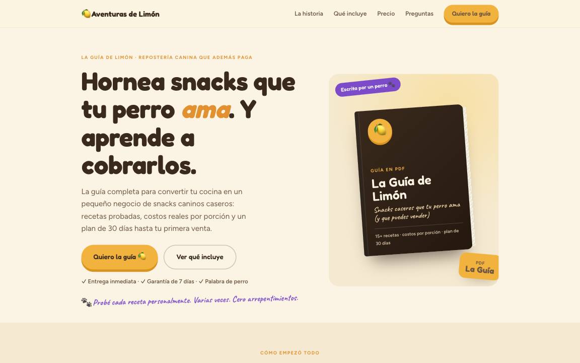 Página de venta de producto digital en computador