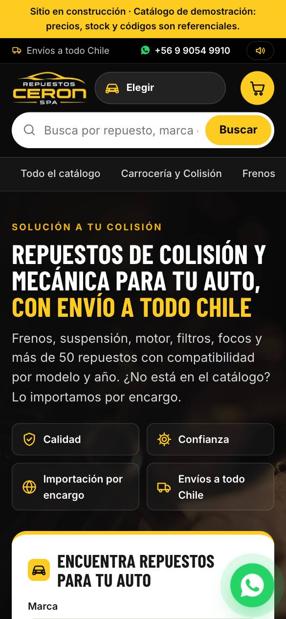 Tienda con catálogo grande (desde Excel) en celular