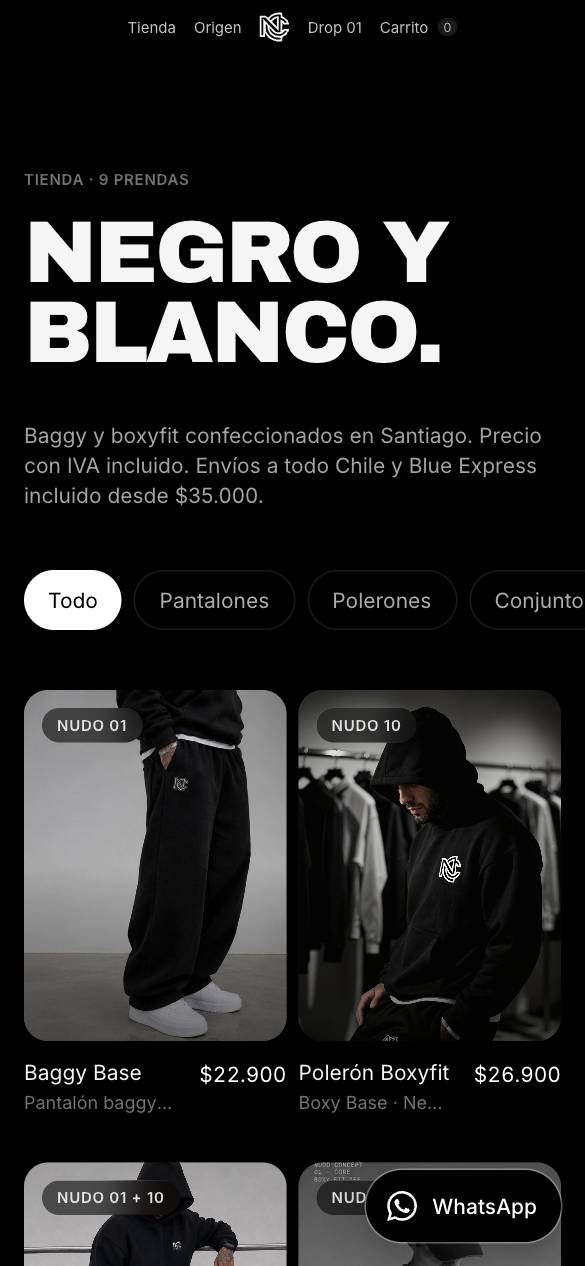 Tienda de moda con tallas en celular