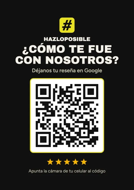 Tarjeta con código QR para dejar reseñas en Google