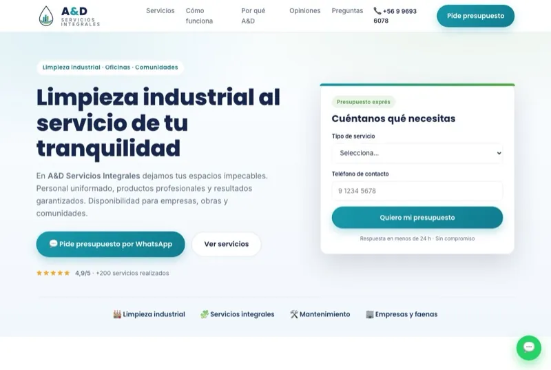 Página web de A&D Servicios Integrales